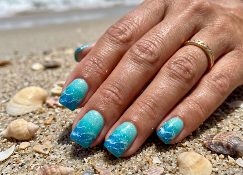 Ocean Blue Nails