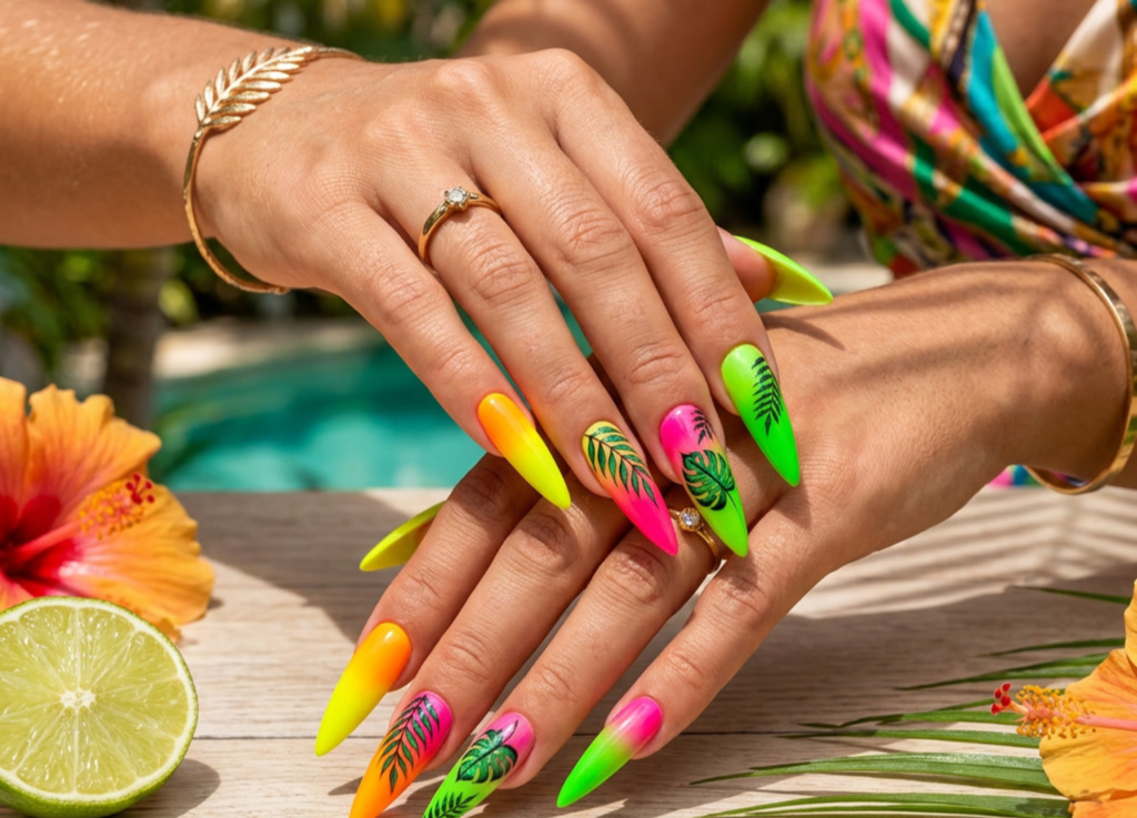 Tropical Neon Nails